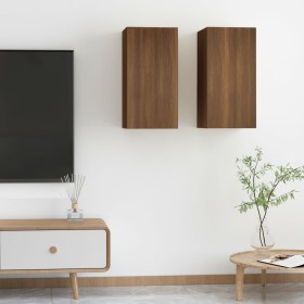 TV furniture 2 units oak wood brown 30.5x30x60 cm by vidaXL, TV Furniture - Ref: Foro24-815746, Price: 40,99 €, Discount: %