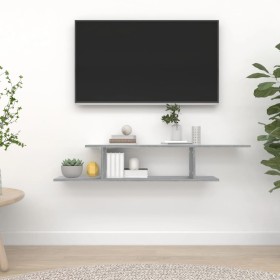 Sonoma gray wood TV wall shelf 125x18x23 cm by vidaXL, Shelves and shelves - Ref: Foro24-815877, Price: 24,79 €, Discount: %