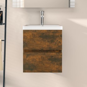 Smoked oak engineered wood washbasin cabinet 41x38.5x45 cm by vidaXL, Bathroom furniture - Ref: Foro24-815645, Price: 40,24 €...