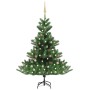 Nordmann Tannenbaum Weihnachtsbaum mit LEDs und grünen Kugeln 150 cm von vidaXL, Weihnachtsbäume - Ref: Foro24-3077645, Preis...