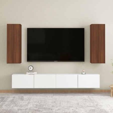 TV furniture 2 units engineered wood brown oak 30.5x30x90cm by vidaXL, TV Furniture - Ref: Foro24-815752, Price: 94,26 €, Dis...