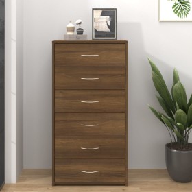 Sideboard with 6 brown oak veneer drawers 50x34x96 cm by vidaXL, Sideboards - Ref: Foro24-815365, Price: 89,96 €, Discount: %