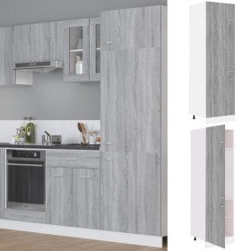 Armario para frigorífico madera gris Sonoma 60x57x207 cm de vidaXL, Armarios de cocina - Ref: Foro24-815601, Precio: 179,99 €...