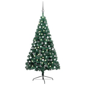 Halber Weihnachtsbaum mit Lichtern und grünen Kugeln 120 cm von vidaXL, Weihnachtsbäume - Ref: Foro24-3077649, Preis: 38,39 €...