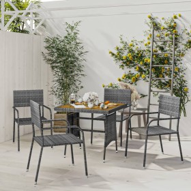 Garden dining set 5 pieces gray synthetic rattan by vidaXL, Garden sets - Ref: Foro24-3120093, Price: 223,99 €, Discount: %