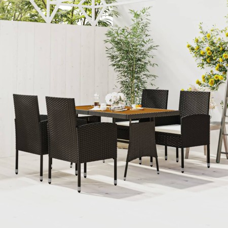 5-Piece Black Synthetic Rattan Garden Dining Set by vidaXL, Garden sets - Ref: Foro24-3120098, Price: 330,99 €, Discount: %