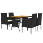 5-Piece Black Synthetic Rattan Garden Dining Set by vidaXL, Garden sets - Ref: Foro24-3120098, Price: 330,99 €, Discount: %