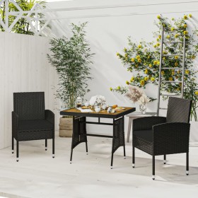 3-piece garden dining set in black synthetic rattan by vidaXL, Garden sets - Ref: Foro24-3120089, Price: 195,09 €, Discount: %