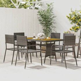 Juego de comedor de jardín 7 piezas ratán sintético gris de vidaXL, Conjuntos de jardín - Ref: Foro24-3120103, Precio: 319,99...