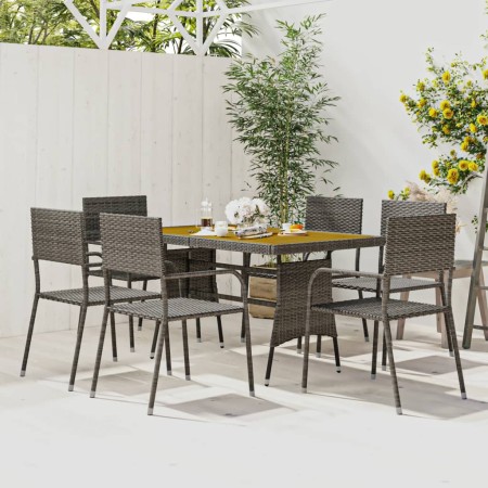 Garten-Essgruppe, 7-teilig, graues synthetisches Rattan von vidaXL, Gartensets - Ref: Foro24-3120103, Preis: 325,90 €, Rabatt: %