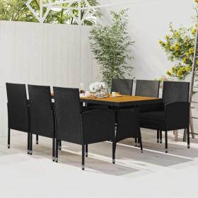 idaXL Garden Dining Set 7 Pieces Black Synthetic Rattan by vidaXL, Garden sets - Ref: Foro24-3120109, Price: 526,99 €, Discou...