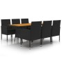 idaXL Juego de comedor de jardín 7 piezas ratán sintético negro de vidaXL, Conjuntos de jardín - Ref: Foro24-3120109, Precio:...