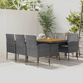 idaXL Juego de comedor de jardín 7 piezas ratán sintético gris de vidaXL, Conjuntos de jardín - Ref: Foro24-3120114, Precio: ...