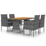 Garden dining set 5 pieces gray synthetic rattan by vidaXL, Garden sets - Ref: Foro24-3120104, Price: 355,69 €, Discount: %