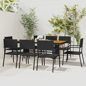 idaXL 9-piece garden dining set in black synthetic rattan by vidaXL, Garden sets - Ref: Foro24-3120107, Price: 428,99 €, Disc...