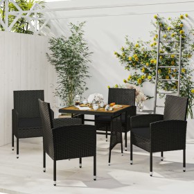 5-Piece Black Synthetic Rattan Garden Dining Set by vidaXL, Garden sets - Ref: Foro24-3120091, Price: 310,99 €, Discount: %