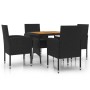 5-Piece Black Synthetic Rattan Garden Dining Set by vidaXL, Garden sets - Ref: Foro24-3120091, Price: 313,55 €, Discount: %