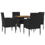 5-Piece Black Synthetic Rattan Garden Dining Set by vidaXL, Garden sets - Ref: Foro24-3120091, Price: 313,55 €, Discount: %