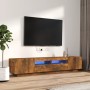 Set de muebles TV con LEDS 2 pzas contrachapada roble ahumado de vidaXL, Muebles TV - Ref: Foro24-3120170, Precio: 102,64 €, ...