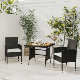 Garden dining set 3 pieces black synthetic rattan by vidaXL, Garden sets - Ref: Foro24-3120088, Price: 175,66 €, Discount: %