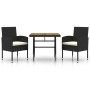 Garden dining set 3 pieces black synthetic rattan by vidaXL, Garden sets - Ref: Foro24-3120088, Price: 174,99 €, Discount: %