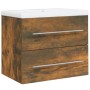 Mueble de baño con lavabo madera contrachapada roble ahumado de vidaXL, Tocadores de baño - Ref: Foro24-3120179, Precio: 156,...