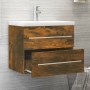 Mueble de baño con lavabo madera contrachapada roble ahumado de vidaXL, Tocadores de baño - Ref: Foro24-3120179, Precio: 156,...