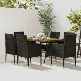 idaXL Garden Dining Set 7 Pieces Black Synthetic Rattan by vidaXL, Garden sets - Ref: Foro24-3120100, Price: 431,89 €, Discou...