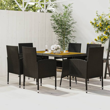 idaXL Juego de comedor de jardín 7 piezas ratán sintético negro de vidaXL, Conjuntos de jardín - Ref: Foro24-3120100, Precio:...