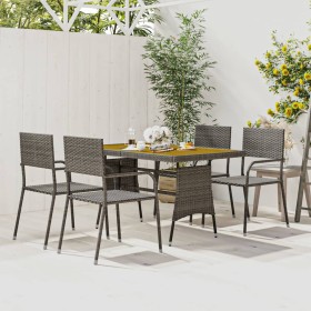 Juego de comedor de jardín 5 piezas ratán sintético gris de vidaXL, Conjuntos de jardín - Ref: Foro24-3120102, Precio: 260,99...