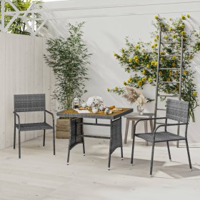 Garden dining set 3 pieces gray synthetic rattan by vidaXL, Garden sets - Ref: Foro24-3120092, Price: 166,29 €, Discount: %