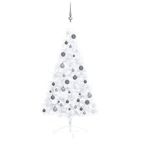 Half Christmas tree with lights and balls white 120 cm by vidaXL, Christmas trees - Ref: Foro24-3077654, Price: 39,89 €, Disc...