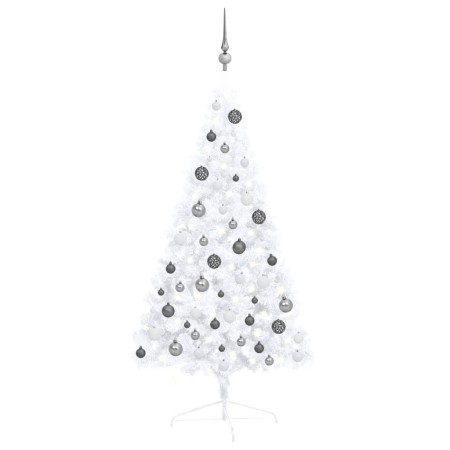 Half Christmas tree with lights and balls white 120 cm by vidaXL, Christmas trees - Ref: Foro24-3077654, Price: 40,56 €, Disc...