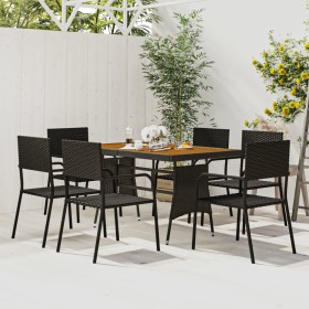 idaXL Garden Dining Set 7 Pieces Black Synthetic Rattan by vidaXL, Garden sets - Ref: Foro24-3120097, Price: 319,99 €, Discou...