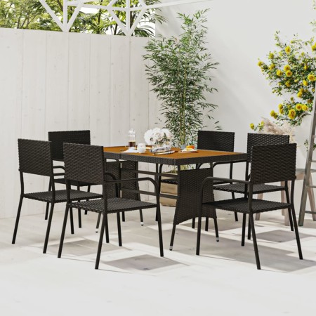 idaXL Juego de comedor de jardín 7 piezas ratán sintético negro de vidaXL, Conjuntos de jardín - Ref: Foro24-3120097, Precio:...