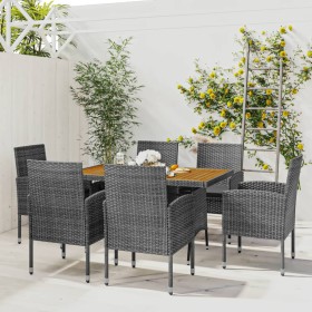 idaXL Garten Esszimmer Set 7 Stück Kunststoff Rattan grau von vidaXL, Gartensets - Ref: Foro24-3120105, Preis: 448,99 €, Raba...