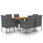 idaXL Juego de comedor de jardín 7 piezas ratán sintético gris de vidaXL, Conjuntos de jardín - Ref: Foro24-3120105, Precio: ...