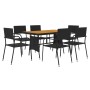 idaXL Juego de comedor de jardín 7 piezas ratán sintético negro de vidaXL, Conjuntos de jardín - Ref: Foro24-3120097, Precio:...