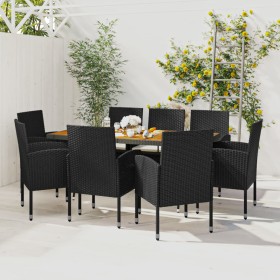 idaXL Garden Dining Set 9 Pieces Black Synthetic Rattan by vidaXL, Garden sets - Ref: Foro24-3120110, Price: 547,99 €, Discou...