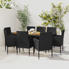 idaXL Juego de comedor de jardín 9 piezas ratán sintético negro de vidaXL, Conjuntos de jardín - Ref: Foro24-3120111, Precio:...