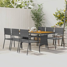 idaXL Garden Dining Set 7 Pieces Gray Synthetic Rattan by vidaXL, Garden sets - Ref: Foro24-3120112, Price: 337,47 €, Discoun...