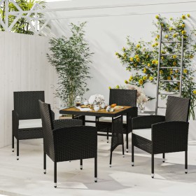 5-Piece Black Synthetic Rattan Garden Dining Set by vidaXL, Garden sets - Ref: Foro24-3120090, Price: 263,99 €, Discount: %