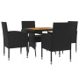 5-Piece Black Synthetic Rattan Garden Dining Set by vidaXL, Garden sets - Ref: Foro24-3120090, Price: 263,99 €, Discount: %