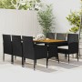 Juego de comedor de jardín 7 piezas ratán sintético negro de vidaXL, Conjuntos de jardín - Ref: Foro24-3120108, Precio: 465,2...