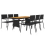 Garden dining set 7 pieces black synthetic rattan by vidaXL, Garden sets - Ref: Foro24-3120106, Price: 371,40 €, Discount: %