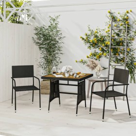 Garden dining set 3 pieces black synthetic rattan by vidaXL, Garden sets - Ref: Foro24-3120086, Price: 148,99 €, Discount: %