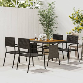 5-tlg. schwarzes Kunststoff-Rattan-Garten-Ess-Set von vidaXL, Gartensets - Ref: Foro24-3120096, Preis: 272,99 €, Rabatt: %