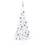 Medio árbol de Navidad con luces y bolas blanco 120 cm de vidaXL, Arboles de navidad - Ref: Foro24-3077657, Precio: 64,76 €, ...