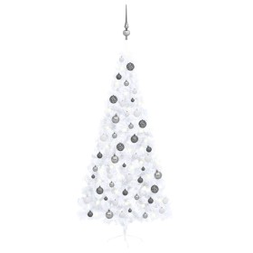 Halber Weihnachtsbaum mit Lichtern und weißen Kugeln 120 cm von vidaXL, Weihnachtsbäume - Ref: Foro24-3077657, Preis: 57,39 €...