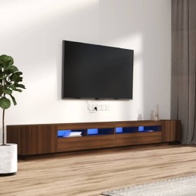 TV furniture set with LED 3 pieces brown oak plywood by vidaXL, TV Furniture - Ref: Foro24-3120178, Price: 174,24 €, Discount: %